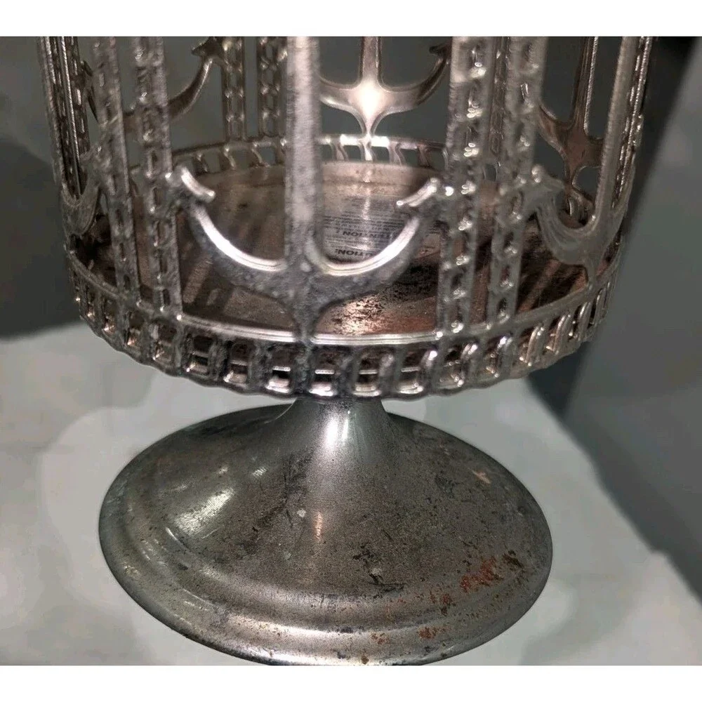 Bath & Body Works Silver 3-Wick Candle Holder Nautical Anchor Pedestal Coastal - Picture 5 of 5